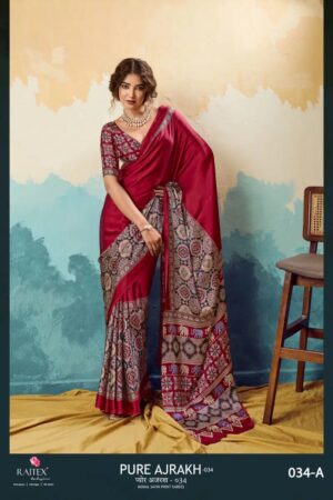 Rajtex Pure Ajrakh 034 Modal Ajrakh Printed Saree Collection Rehmat Boutique