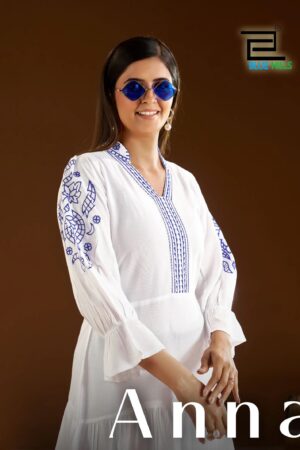 Blue Hills Anna Embroidered White Anarkali Kurti Collection Rehmat Boutique