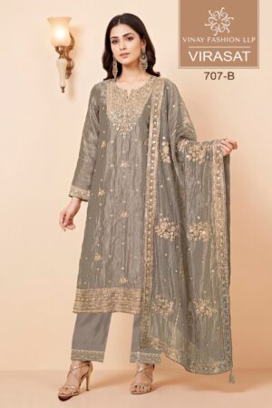Vinay Kuleesh Virasat Gold Silk Zari Worked Salwar Kameez Rehmat Boutique