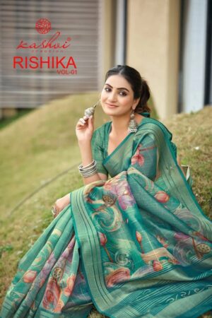 Kashvi Rishika Vol 1 Khadi Traditional Printed Saree Suppliers India Rehmat Boutique