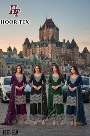 Hoor Tex 519 A To D Georgette Zarkan Work Readymade Salwar Suits Rehmat Boutique
