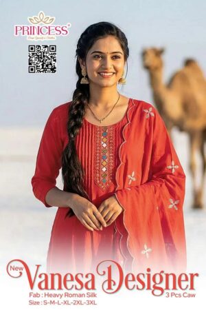 Princess Vanesa Roman Silk Designer Kurti Pant Set With Dupatta Rehmat Boutique