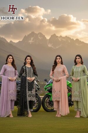 Hoor Tex 501 A To D Heavy Chiffon Readymade Pakistani Suit Rehmat Boutique