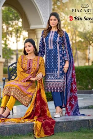 Riaz Arts Bin Saeed Vol 16 Lawn Cotton Printed Dress Material Rehmat Boutique