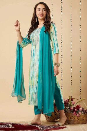 Dhruvi 446 Printed Kurti With Pant Dupatta Collection Rehmat Boutique