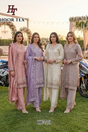 Hoor Tex 773 A To D Chinon Embroidered Work Readymade Salwar Suits Rehmat Boutique
