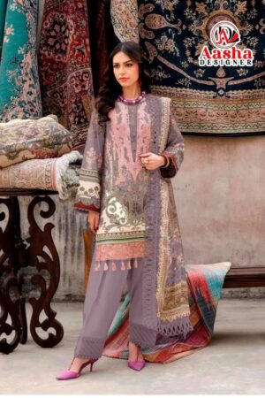Aasha 1220 A And B Chiffon Dupatta Embroidered Salwar Kameez Rehmat Boutique