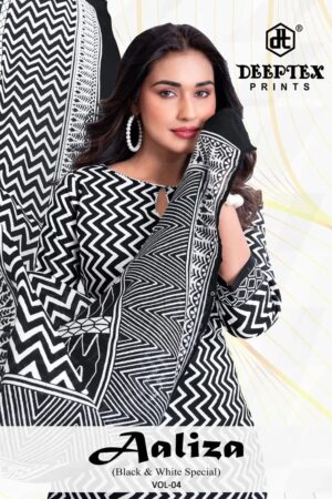 Deeptex Aaliza Black And White Vol 4 Cotton Readymade Dress Rehmat Boutique