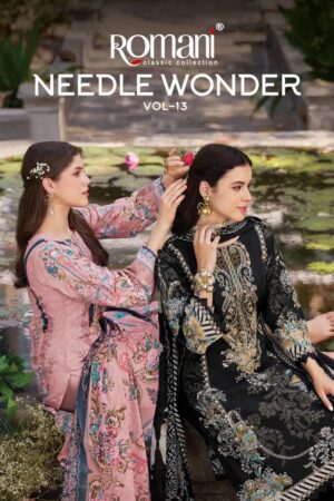 Romani Needle Wonder Vol 13 Cotton Embroidered Dress Material Rehmat Boutique
