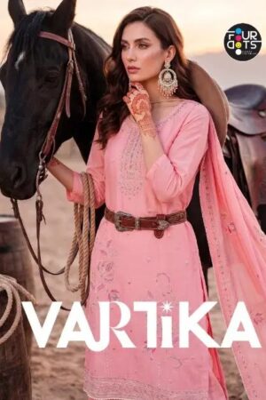 Four Dots Vartika Mal Chanderi Hand Work Dress Material Rehmat Boutique