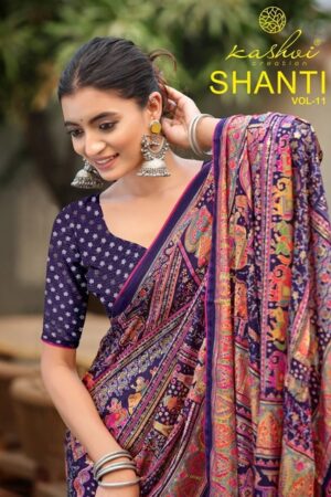 Kashvi Shanti Vol 11 Bright Moss Printed Saree Collection Rehmat Boutique