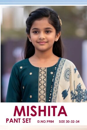 Mishita 9984 Roman Silk Kids Wear Kurti With Pant Dupatta Rehmat Boutique