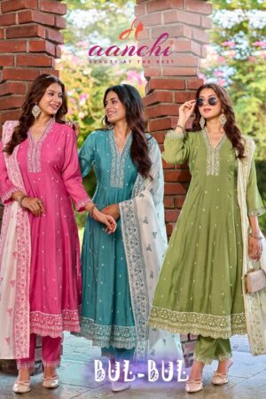 Aanchi Bul Bul Mul Chanderi Anarkali Kurti With Bottom Dupatta Rehmat Boutique