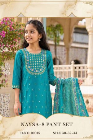 Naysa 10015 And 10016 Roman Silk Kids Girls Kurti Set With Dupatta Rehmat Boutique