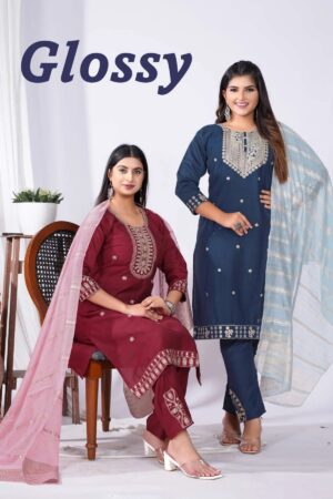 Glossy Vol 1 Vatican Silk Kurti Pant Set With Dupatta Under 500 Rehmat Boutique