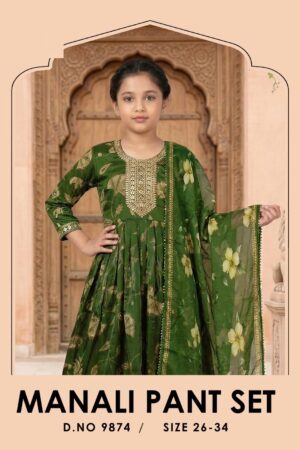 Manali 9874 Roman Glass Printed Kids Girls Kurti Set With Dupatta Rehmat Boutique