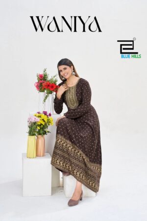 Blue Hills Waniya Rayon Printed Anarkali Kurti Collection Rehmat Boutique