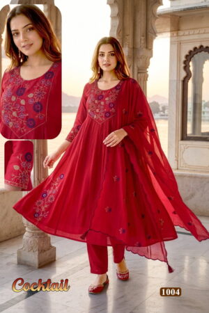 Cocktail 1001 To 08 Mal Chanderi Anarkali Kurti Set With Dupatta Rehmat Boutique