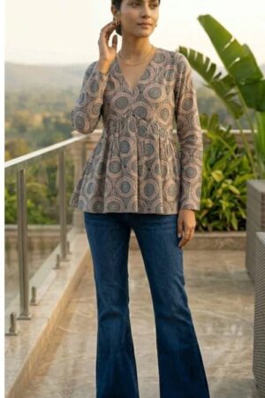 Nisha K 1012 Pure Cotton Short Ladies Top Collection Rehmat Boutique
