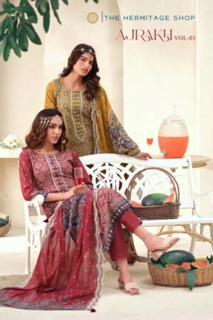 Hermitage Ajrakh Vol 1 Lawn Cotton Ajrakh Prints Dress Material Rehmat Boutique