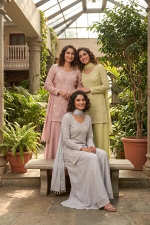 Daisy Vol 1 Chinon Silk Beads Worked Salwar Palazzo With Dupatta Rehmat Boutique