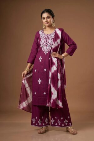 Nisha K 1014 Lucknowi Kurti With Botttom Dupatta Rehmat Boutique