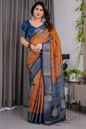 Sh LJ 15 Handloom Pure Linen Saree Collection Rehmat Boutique