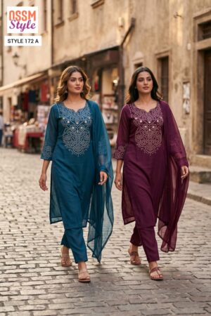 Ossm Style 172 Printed Kurti With Bottom Dupatta Collection Rehmat Boutique