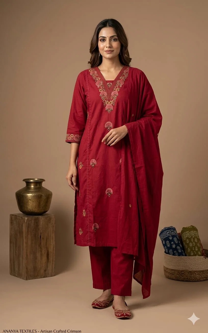 1781183619 Nisha 1033 Cotton Embroidered Work Kurti Set With Dupatta Rehmat Boutique Nisha 1033 Cotton Embroidered Work Kurti Set With Dupatta Rehmat Boutique