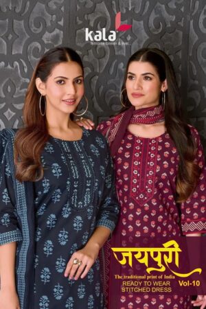 Kala Jaipuri Vol 10 Jaipuri Cotton Kurti Pant With Dupatta Rehmat Boutique