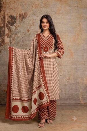 Nisha K 1037 Cotton Kurti With Bottom Dupatta Rehmat Boutique