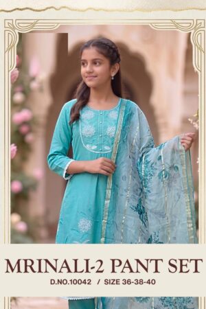 Mrinali 10040 Roman Silk Kids Wear Kurti With Bottom Dupatta Rehmat Boutique