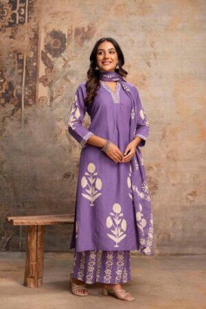 Nisha K 1040 Cotton Printed Kurti With Bottom Dupatta Rehmat Boutique