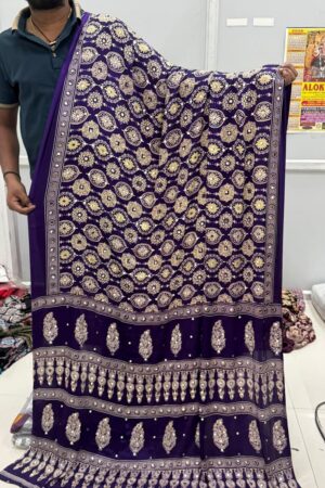 Kc 2138 Sattin Silk Mirror Work Printed Ajrakh Saree Collection Rehmat Boutique
