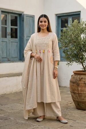 Nisha K 1046 Embroidered Kurti With Bottom Dupatta Rehmat Boutique