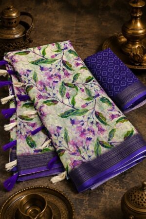 Scmg Flora A Linen Floral Printed Saree Collection Rehmat Boutique