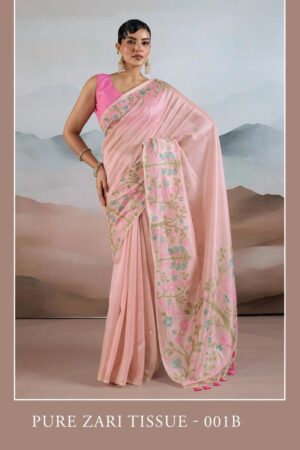 Pure Zari 001 A To E Tissue Handloom Brasso Saree Collection Rehmat Boutique