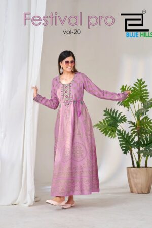 Blue Hills Festival Pro Vol 20 Anarkali Long Gown Collection Rehmat Boutique