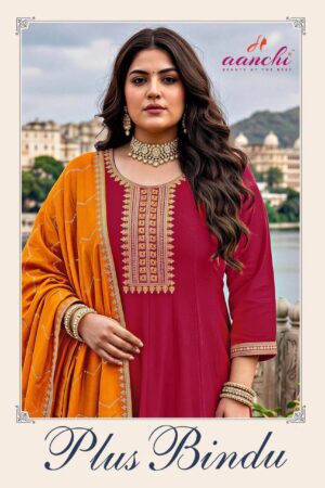 Aanchi Plus Bindu Vichitra Silk Plus Size Kurti Set With Dupatta Rehmat Boutique