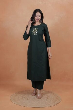 NIsha K 1053 Dhabu Cotton Kurti With Bottom Collection Rehmat Boutique