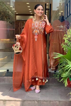 Dhumadhuri 03 Pv Chanderi Kurti With Bottom Dupatta Rehmat Boutique