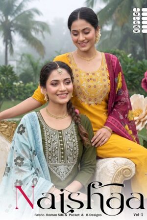 Nisha Vol 1 Embroidery Neck Work Kurti Set With Dupatta Rehmat Boutique