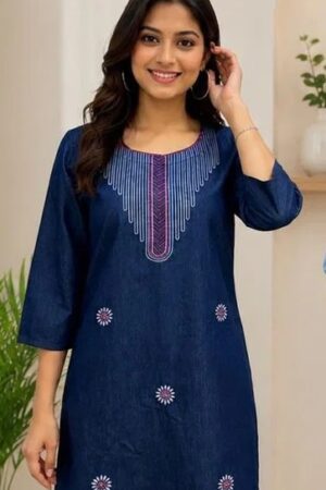 Tlc Vol 05 Denim Embroidered Short Kurti Collection Rehmat Boutique
