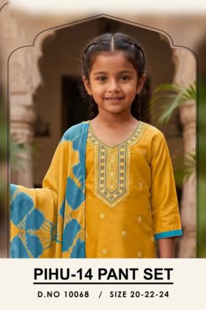 Pihu 10068 Roman Silk Kids Kurti Set Collection Rehmat Boutique