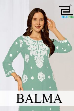 Blue Hills Balma Thread Worked Kurti With Bottom Rehmat Boutique