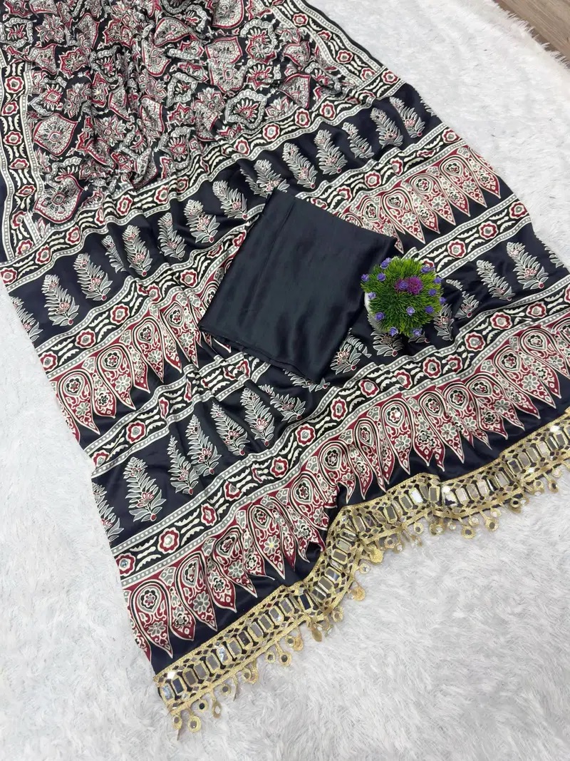 1782015027 St D No 142 Pure Arjakh Printed Saree Collection Rehmat Boutique St D No 142 Pure Arjakh Printed Saree Collection Rehmat Boutique