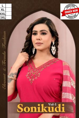 Beauty Sonikudi Vol 1 Roman Silk Hand Work Kurti Set Rehmat Boutique