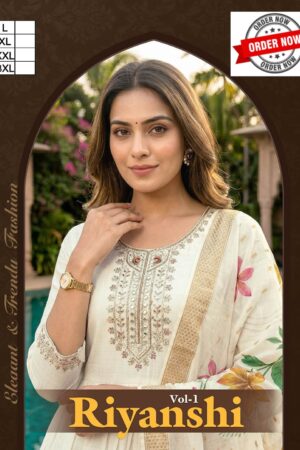 Beauty Riyanshi Vol 1 Mul Chanderi Kurti Bottom With Dupatta Rehmat Boutique
