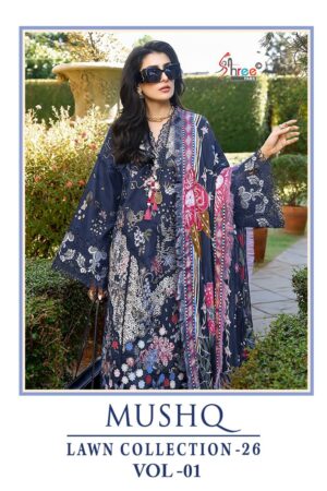 Shree Mushq Lawn Collection 26 Vol 1 Pakistani Suit Chiffon Dupatta Rehmat Boutique