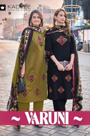 Kadlee Varuni Dhabu Cotton Thread Worked Kurti Set With Dupatta Rehmat Boutique